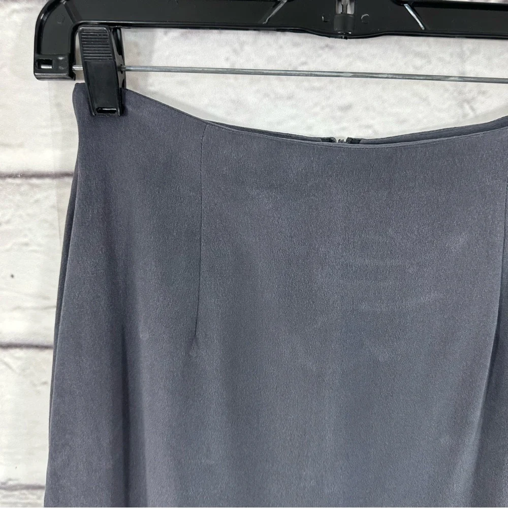 JONES NEW YORK Silk Maxi Skirt 6 Petite Lined Gray Back Zip Back Vent